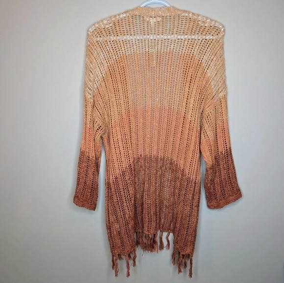 NWT Maurices Sunset Ombre Fringe Open Front Crochet Cardigan Women  XS - Picture 3 of 8